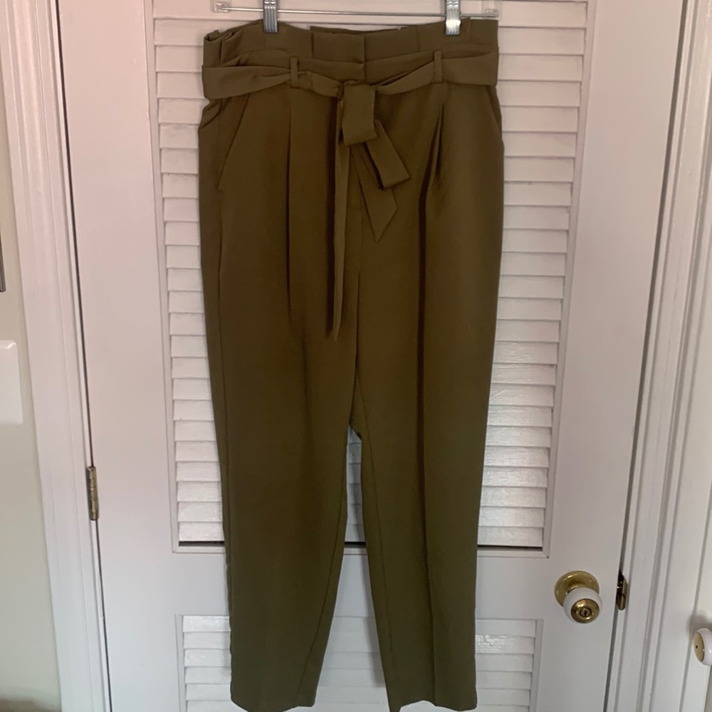 Green paper bag pants
